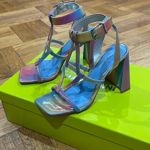 Gianni Binni Bexxlie Rainbow Holographic Heeled WITH BOX Sandals (US 6) - Picture 4 of 17